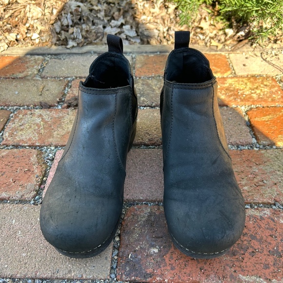 Frankie Dansko Clog Boots Oiled Black Used 38 Womens 8 Bootie Chelsea - Picture 12 of 14
